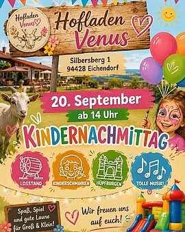 Banner Kindernachmittag am Hofladen Venus