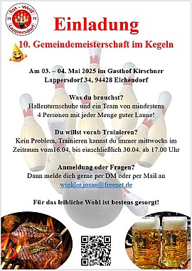 Banner 10. offene Gemeindemeisterschaft im Kegeln