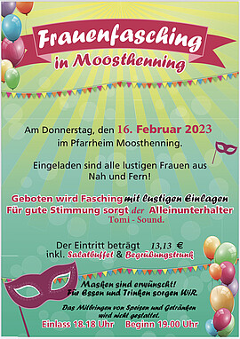 Banner Frauenfasching in Moosthenning