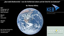 Banner Dr. Thomas Wilms - Quo vadis Biodiversität – was die Vielfalt des Lebens auf der Erde für uns bedeutet