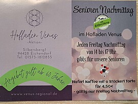 Banner Senioren-Treff / Senioren-Nachmittag im Hofladen Venus