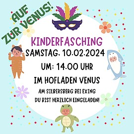 Banner Kinderfasching im Hofladen Venus