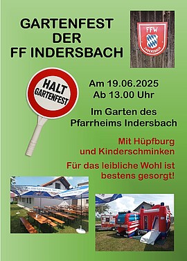 Banner Gartenfest der Feuerwehr Indersbach 