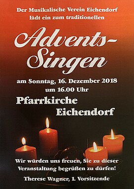 Banner Adventssingen des Musikalischen Vereins in der Pfarrkirche Eichendorf