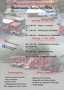 Banner Traditionelles Hallenfest der Freiwilligen Feuerwehr Markt Eichendorf